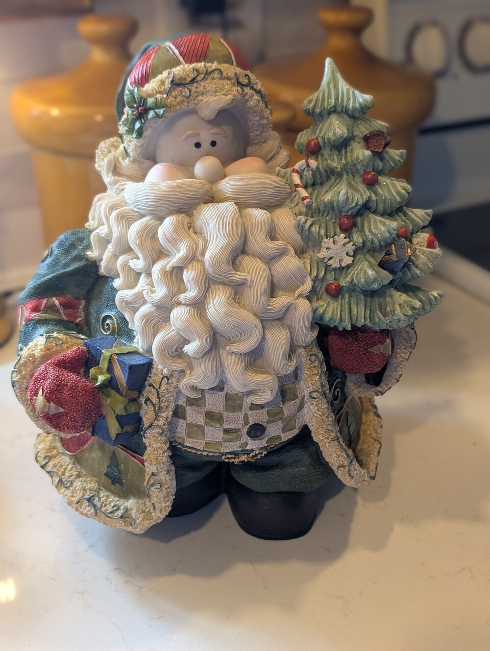Vintage Chubby Santa Claus Figurine Christmas Tree Gifts Holiday Decor Resin 10"